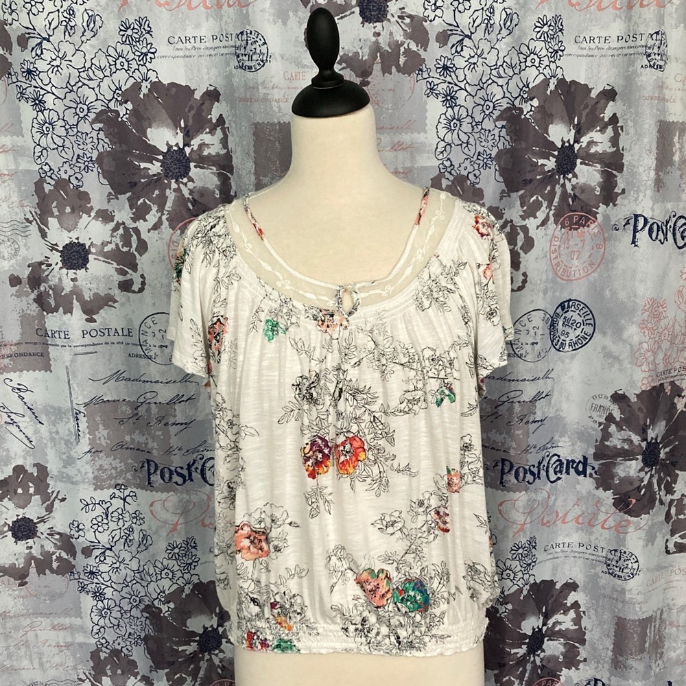 American Rag Cie White Floral Blouse